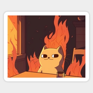 this is fine cat parody Magnet